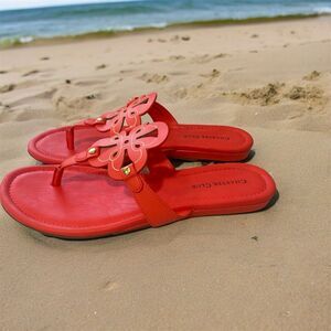 Charter Club Women's‎ Orange Wedge Flip Flop Sandals Size 8M Beach Summer Comfy